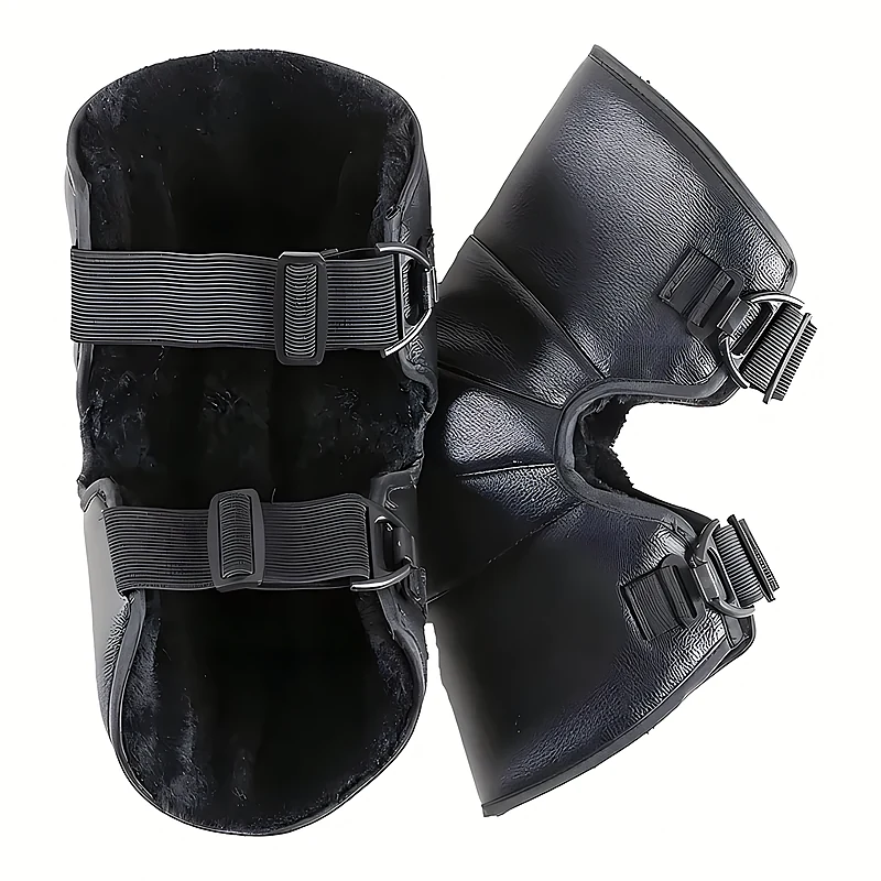 Genouillères moto en cuir doublées de toison
