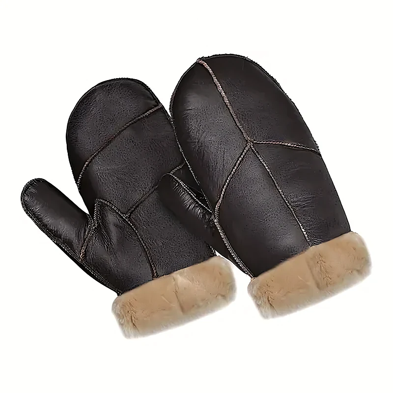 Moufles Harssidanzar en cuir doublées laine