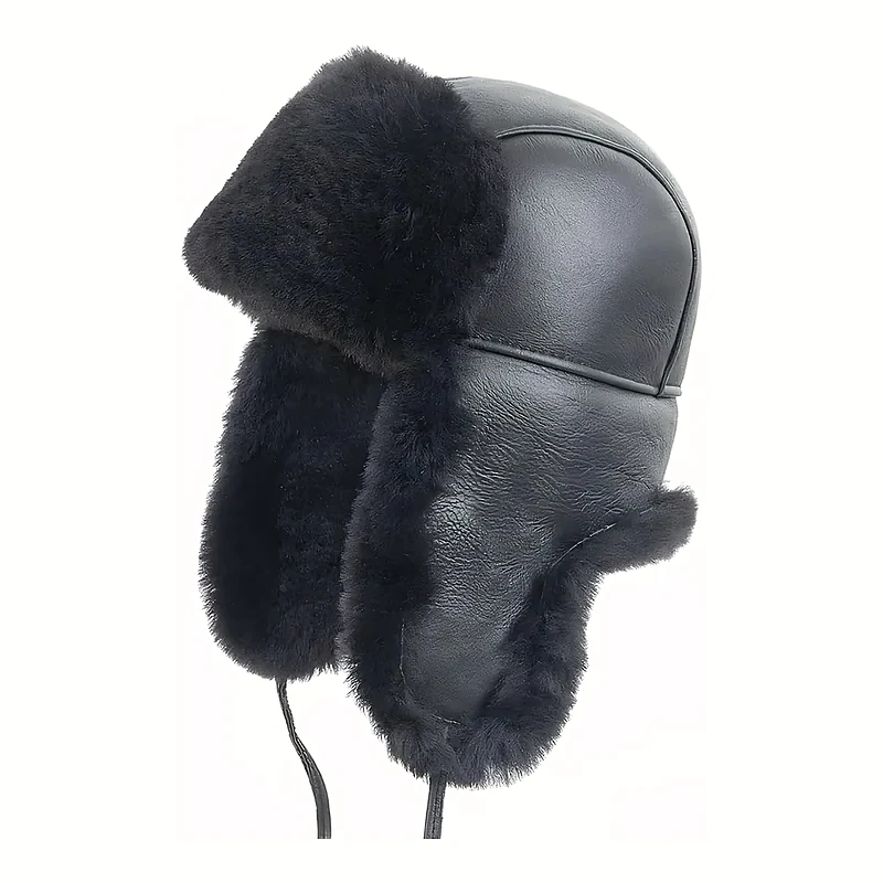 Chapeau ushanka Zessano en cuir et toison